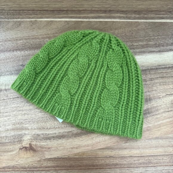 Banana Republic thick Aran cable knit Cashmere Toque / Beanie green NWT - Picture 3 of 6